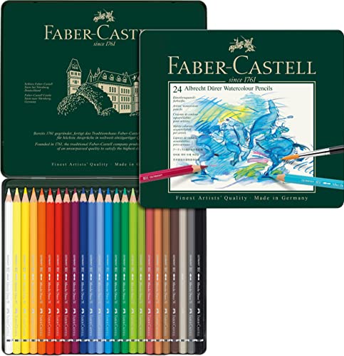 Faber-Castell 117524 Albrecht Dürer Aquarellstifte, Set mit 24 Aquarell Stiften mit dicken 3,8-mm-Minen, Holzstifte mit wasserlöslichen Pigmenten Faber-Castell 117524 Albrecht Dürer Aquarellstifte, Set mit 24 Aquarell Stiften mit dicken 3,8-mm-Minen, Holzstifte mit wasserlöslichen Pigmenten von Faber Castell