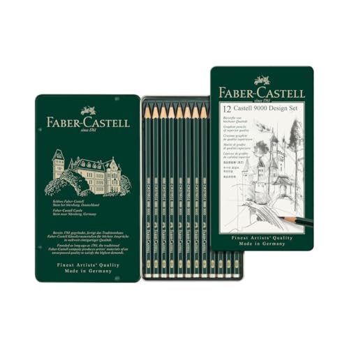 Faber-Castell 119064 - Bleistifte Set Castell 9000 Art, 12 verschiedene Härtegrade 5B - 5H von Faber-Castell