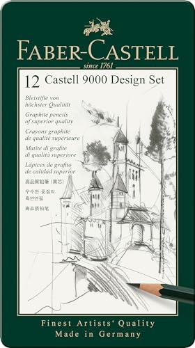 Faber-Castell 119064 - Bleistifte Set Castell 9000 Art, 12 verschiedene Härtegrade 5B - 5H von Faber-Castell