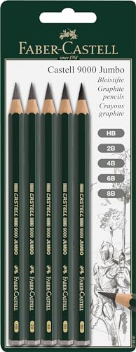 Faber-Castell 119397 - Bleistifte Set Castell 9000 Jumbo, 5-teilig, bruchfest, für Anfänger und erfahrene Künstler von Faber-Castell