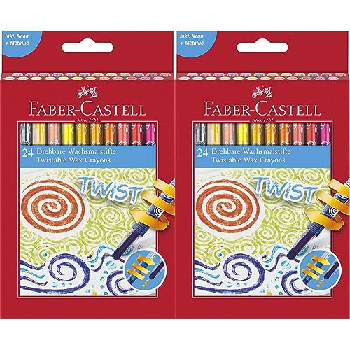 Faber-Castell 120004 - Wachsmalkreiden, drehbar, 24er Kartonetui (Packung mit 2) von Faber-Castell