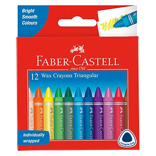 Faber-Castell 120010 - Dreikant Wachsmalstifte, 12er Etui von Faber-Castell