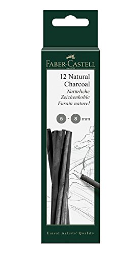 FABER-CASTELL 129298 - Natürliche Zeichenkohle PITT, ca. 5 - 8 mm, 12 Stück von FABER-CASTELL