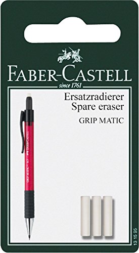 FABER-CASTELL 131595 - Ersatzradierer für Druckbleistift Grip Matic, 3 Stück von Faber-Castell