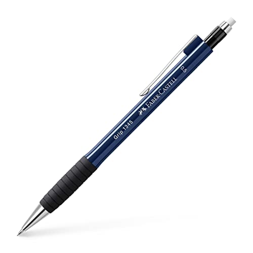 Faber-Castell 134551 - Druckbleistift GRIP 1345 navy blue, Härtegrad B, Minenstärke 0.5 mm, mit integriertem Radiergummi, 1 Stück von Faber-Castell