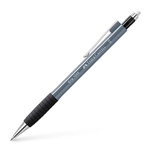 Faber-Castell 134589 - Druckbleistift GRIP 1345 stone grey, Härtegrad B, Minenstärke 0.5 mm, mit integriertem Radiergummi, 1 Stück von Faber-Castell