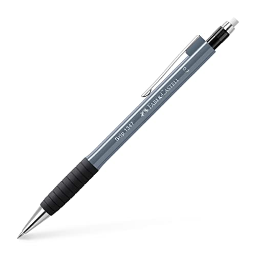 Faber-Castell 134789 - Druckbleistift GRIP 1347 stone grey, Härtegrad B, Minenstärke 0.7 mm, mit integriertem Radiergummi, 1 Stück von Faber-Castell