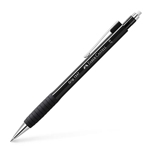 FABER-CASTELL 134799 - Druckbleistift GRIP 1347 black, Härtegrad B, Minenstärke 0.7 mm, mit integriertem Radiergummi, 1 Stück von FABER-CASTELL