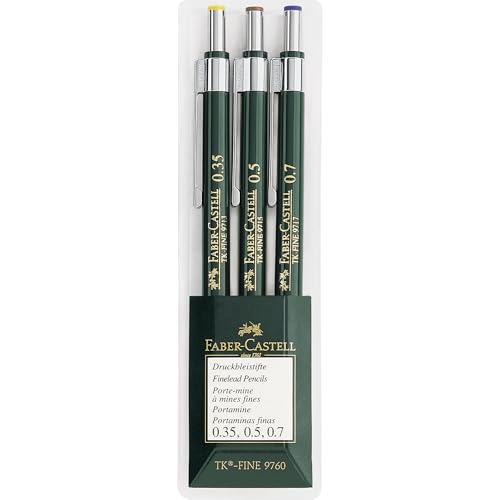 FABER-CASTELL 136030 - 3er Set Druckbleistifte TK-FINE 9760, Minenstärken: 0,35 mm; 0,5 mm + 0,7 mm, Härtegrad HB von Faber-Castell