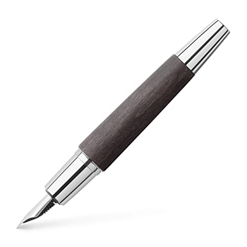 Faber-Castell 148221 - Füllfederhalter e-motion Holz / Chrom, Feder: F, inklusive Geschenkverpackung, Schaftfarbe: schwarz /silber von Faber-Castell