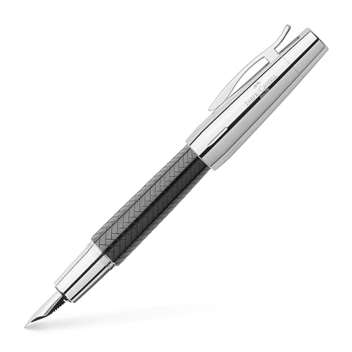 Faber-Castell 148242 - Füllfederhalter e-motion Edelharz Parkett, Feder: EF, inklusive Geschenkverpackung, Schaftfarbe: schwarz / silber von Faber-Castell