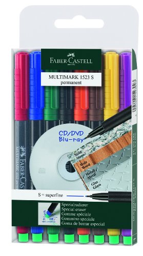 Faber-Castell 1523 09 - Marker MULTIMARK permanent, Stärke: S, 8er Etui von Faber-Castell