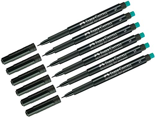 Faber-Castell 152399 - Marker Multimark S, permanent, schwarz (schwarz | 6er Pack) von Faber-Castell