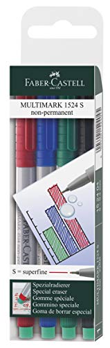 FABER-CASTELL 152404 - Marker Multimark non-permanent, Stärke S, 4er Etui, Inhalt je 1x rot, blau, grün, schwarz FABER-CASTELL 152404 - Marker Multimark non-permanent, Stärke S, 4er Etui, Inhalt je 1x rot, blau, grün, schwarz von Faber-Castell