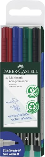 FABER-CASTELL 152604 - Marker Multimark, non-permanent, Stärke M, 4 Stück in Etui, je 1x rot, blau, grün, schwarz FABER-CASTELL 152604 - Marker Multimark, non-permanent, Stärke M, 4 Stück in Etui, je 1x rot, blau, grün, schwarz von Faber-Castell