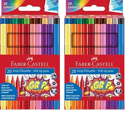 Faber-Castell 155320 - Fasermaler GRIP Colour Marker, 20er Etui (Packung mit 2) von Faber-Castell
