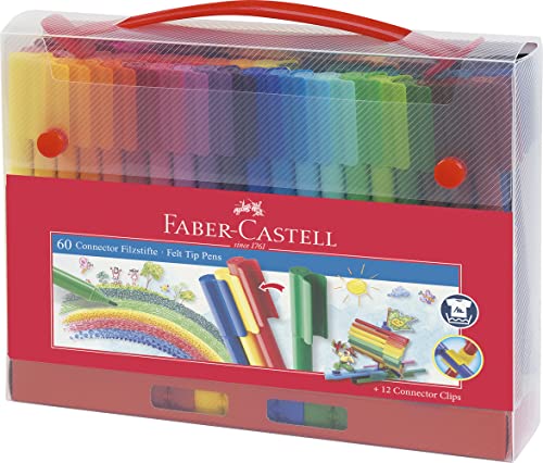 FABER-CASTELL 155560 - Filzstifte Connector in Koffer, 60-teilig von FABER-CASTELL