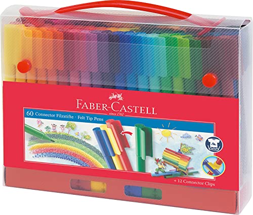 Faber-Castell 155560 - Filzstifte Connector in Koffer, 60-teilig von Faber-Castell