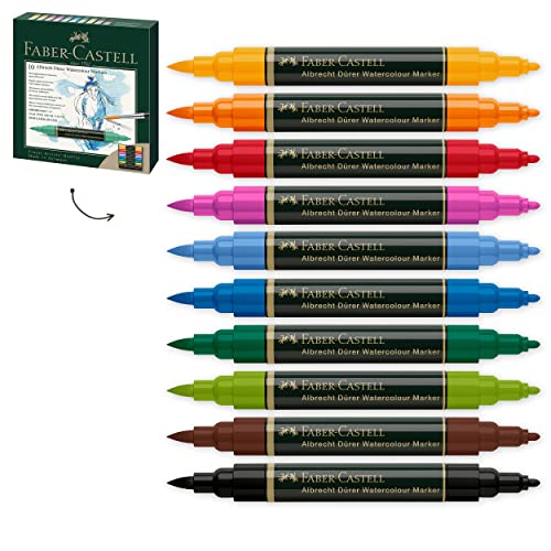 Faber-Castell 160308 - Aquarellmarker Albrecht Dürer mit Doppelspitze, 5er Etui, Marker mit Faser- und Pinselspitze, 10 Stück (1er Pack) Faber-Castell 160308 - Aquarellmarker Albrecht Dürer mit Doppelspitze, 5er Etui, Marker mit Faser- und Pinselspitze, 10 Stück (1er Pack) von Faber-Castell
