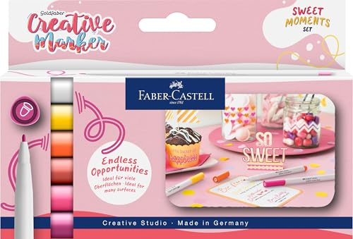 Faber-Castell 160602 - Goldfaber Creative Marker Set, 6 Filzstifte, wasserfeste Stifte 1,5 mm Strichstärke, Set Sweet Moments Faber-Castell 160602 - Goldfaber Creative Marker Set, 6 Filzstifte, wasserfeste Stifte 1,5 mm Strichstärke, Set Sweet Moments von Faber-Castell