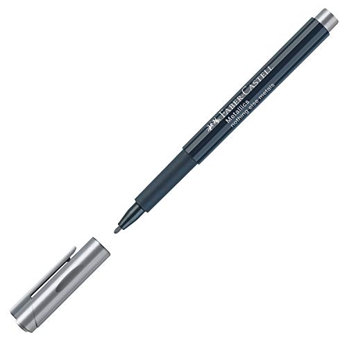 Faber-Castell 160751 - Metallics Marker mit Faserspitze, 1,5 mm Strichstärke, für viele Oberflächen geeignet, mit Metalliceffekt Nothing Else Metals in Silber von Faber-Castell