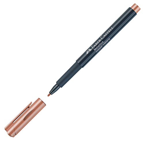 Faber-Castell 160752 - Metallics Marker mit Faserspitze, 1,5 mm Strichstärke, für viele Oberflächen geeignet, mit Metalliceffekt Copper cobana in Bronze von Faber-Castell