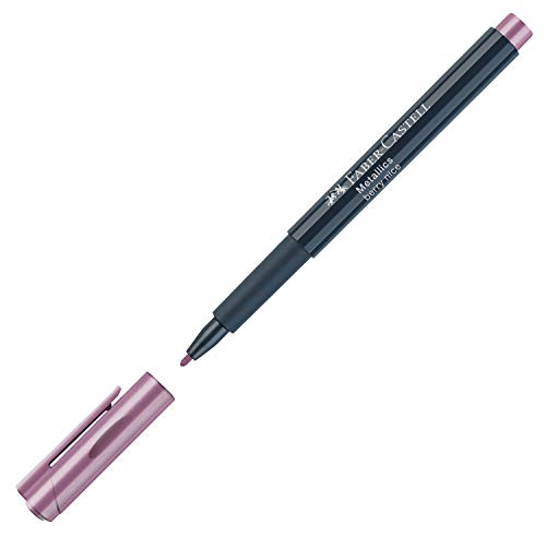 Faber-Castell 160790 - Metallics Marker mit Faserspitze, 1,5 mm Strichstärke, für viele Oberflächen geeignet, mit Metalliceffekt Berry Nice in lila von Faber-Castell