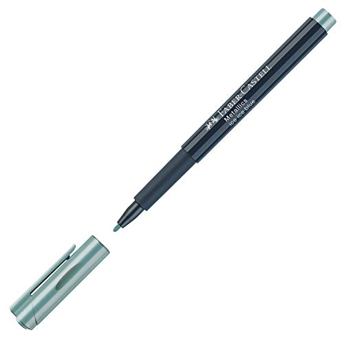 Faber-Castell 160792 - Metallics Marker mit Faserspitze, 1,5 mm Strichstärke, für viele Oberflächen geeignet, mit Metalliceffekt Ice Blue in hellblau von Faber-Castell