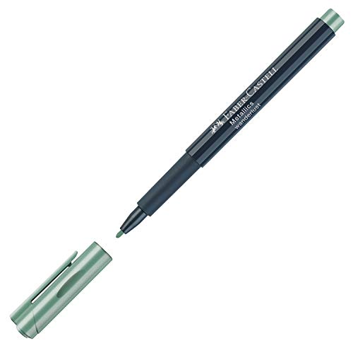 Faber-Castell 160794 - Metallics Marker mit Faserspitze, 1,5 mm Strichstärke, für viele Oberflächen geeignet, mit Metalliceffekt Wanderlust in hellgrün von Faber-Castell