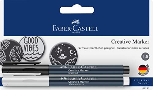 Faber-Castell 160795 - Creative Marker, weiß/schwarz, Strichstärke 1,5 mm, 2er Set von Faber-Castell