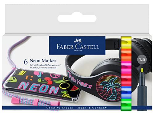 Faber-Castell 160806 - Neon Marker, Layoutmarker, 6er Etui Multimarker von Faber-Castell