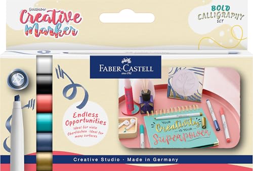 Faber-Castell 160906 - Goldfaber Creative Marker Set, 6 Filzstifte, wasserfeste Stifte Bold Calligraphy Faber-Castell 160906 - Goldfaber Creative Marker Set, 6 Filzstifte, wasserfeste Stifte Bold Calligraphy von Faber-Castell