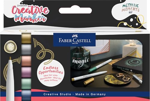 Faber-Castell 161107 - Goldfaber Creative Marker Set, 6 Filzstifte, wasserfeste Stifte 1,5 mm Strichstärke, Set Metallic Moments Faber-Castell 161107 - Goldfaber Creative Marker Set, 6 Filzstifte, wasserfeste Stifte 1,5 mm Strichstärke, Set Metallic Moments von Faber-Castell