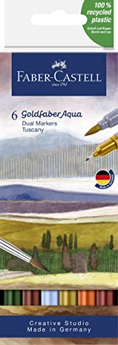 FABER-CASTELL 164521 - Goldfaber Aqua Dual Marker, Toskana, mit Pinselspitze und Fineliner Spitze, 6er Etui FABER-CASTELL 164521 - Goldfaber Aqua Dual Marker, Toskana, mit Pinselspitze und Fineliner Spitze, 6er Etui von Faber-Castell