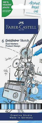Faber-Castell 164806 - Goldfaber Sketch Marker Produktdesign, 6er Etui Alkohol Marker mit Brush Spitze und Fineliner Spitze Faber-Castell 164806 - Goldfaber Sketch Marker Produktdesign, 6er Etui Alkohol Marker mit Brush Spitze und Fineliner Spitze von Faber-Castell