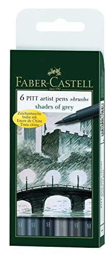 Faber-Castell 167104 - Tuschestift PITT artist pen brush -Shades of grey- 6er Packung von Faber-Castell