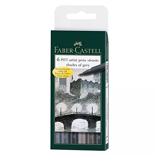 Faber-Castell 167104 - Tuschestift PITT artist pen brush -Shades of grey- 6er Packung von Faber-Castell