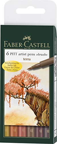 Faber-Castell 167106 - Tuschestift PITT artist pen brush -Terra- 6er Packung von Faber-Castell