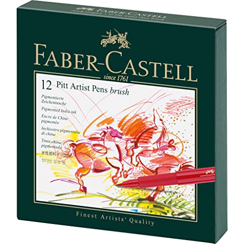 Faber-Castell 167146 - Tuschestift Pitt Artist Pen B, Atelierbox 12er von Faber-Castell