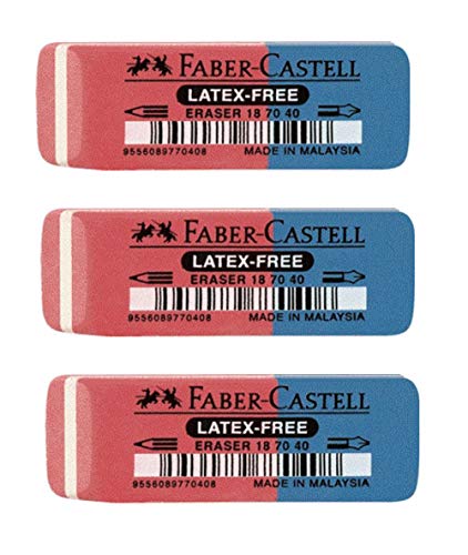 Faber-Castell 187040 - Radierer Latex-Free, Tinte/Blei, 7070-40 (Radierer, 3 Stück) von Faber-Castell
