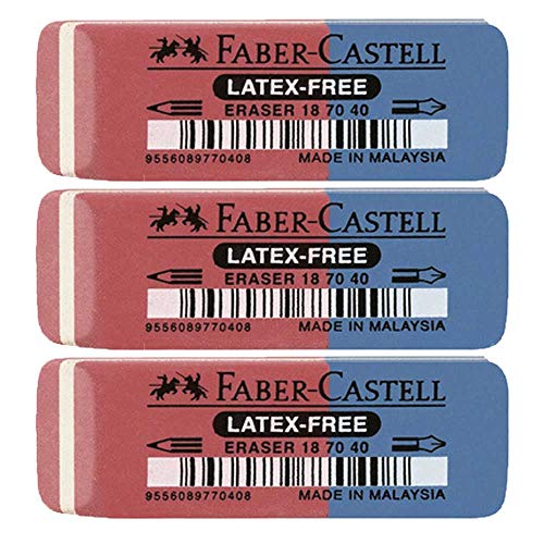 Faber-Castell 187040 - Radierer Latex-free, Tinte/Blei, 7070-40 (3 Stück) von Faber-Castell