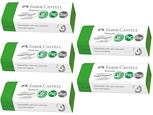 Faber-Castell 187250 - Radiergummi Erasure, PVC-frei, Dust-free, grün, 5 Stück von Faber-Castell