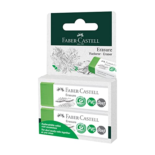FABER-CASTELL 187251 - Radiergummi Erasure, PVC-frei, Dust-free, grün, zwei Radierer im Blister FABER-CASTELL 187251 - Radiergummi Erasure, PVC-frei, Dust-free, grün, zwei Radierer im Blister von Faber-Castell