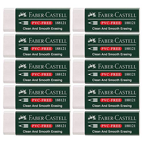 Faber-Castell 188121 - Radierer 7081 N PVC-Free, Kunststoff (10 Radierer, weiß) von Faber-Castell