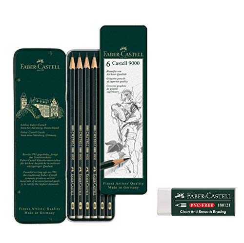 Faber-Castell 188121 - Radierer 7081 N PVC-Free, Kunststoff (6er Etui + Radierer, weiß) von Faber-Castell