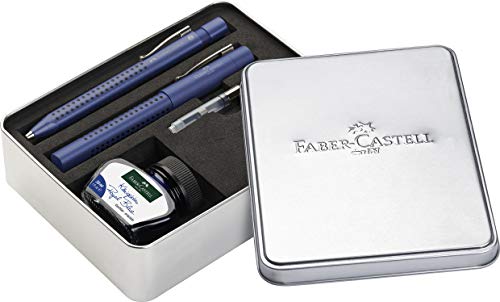 Faber-Castell 201506 - Gripset 2011, Grip Füller Feder M, ein Kugelschreiber, inklusive Tinte und Konverter, blau von Faber-Castell