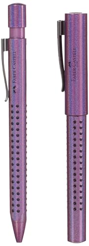 Faber-Castell 201534 - Schreibset Grip Edition Glam, mit Kugelschreiber und Füller, Federbreite M, violet von Faber-Castell