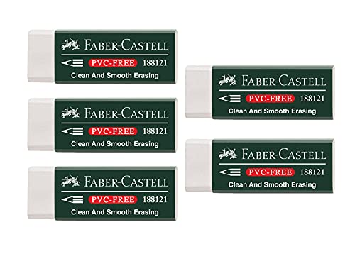 Faber-Castell 205002 - Radierer 188121, PVC-Free, Kunststoff, weiß, 5 Stück von Faber-Castell
