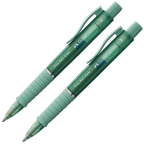 FABER-CASTELL 205015 - Kugelschreiber Poly Ball View grün, 2 Stück, mit auswechselbarer XB Mine, dokumentenecht FABER-CASTELL 205015 - Kugelschreiber Poly Ball View grün, 2 Stück, mit auswechselbarer XB Mine, dokumentenecht von Faber-Castell