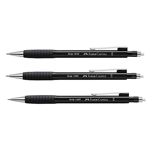 FABER-CASTELL 205023 - Druckbleistift Set GRIP 1345 black, 3 Stück, Härtegrad B, Minenstärke 0.5 mm, mit integriertem Radiergummi FABER-CASTELL 205023 - Druckbleistift Set GRIP 1345 black, 3 Stück, Härtegrad B, Minenstärke 0.5 mm, mit integriertem Radiergummi von Faber-Castell